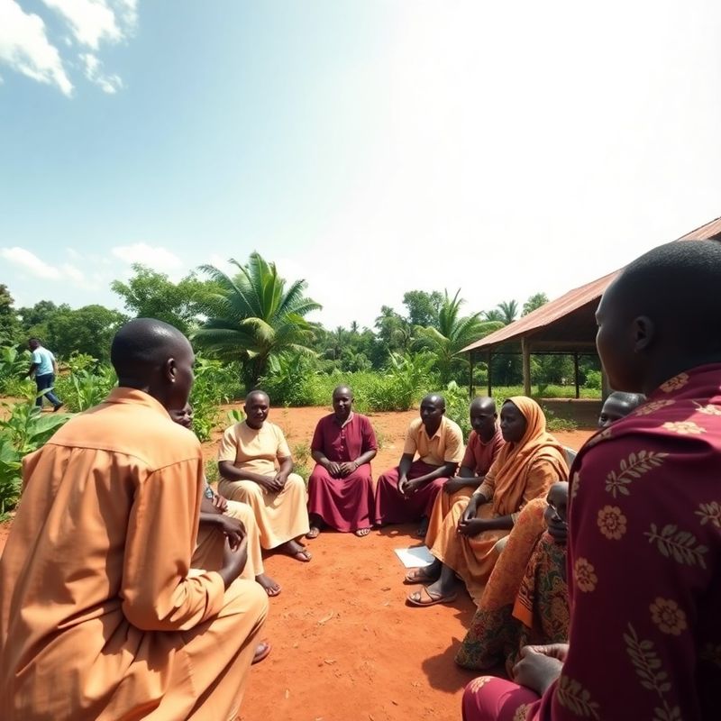 Ugandan agricultural cooperative meeting outdoors